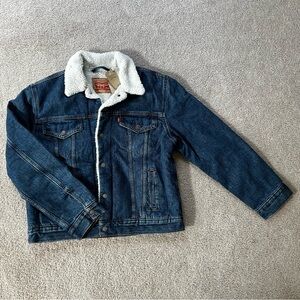 Levis Sherpa Lined Ex Boyfriend Trucker Denim jean Jacket Women’s Large New